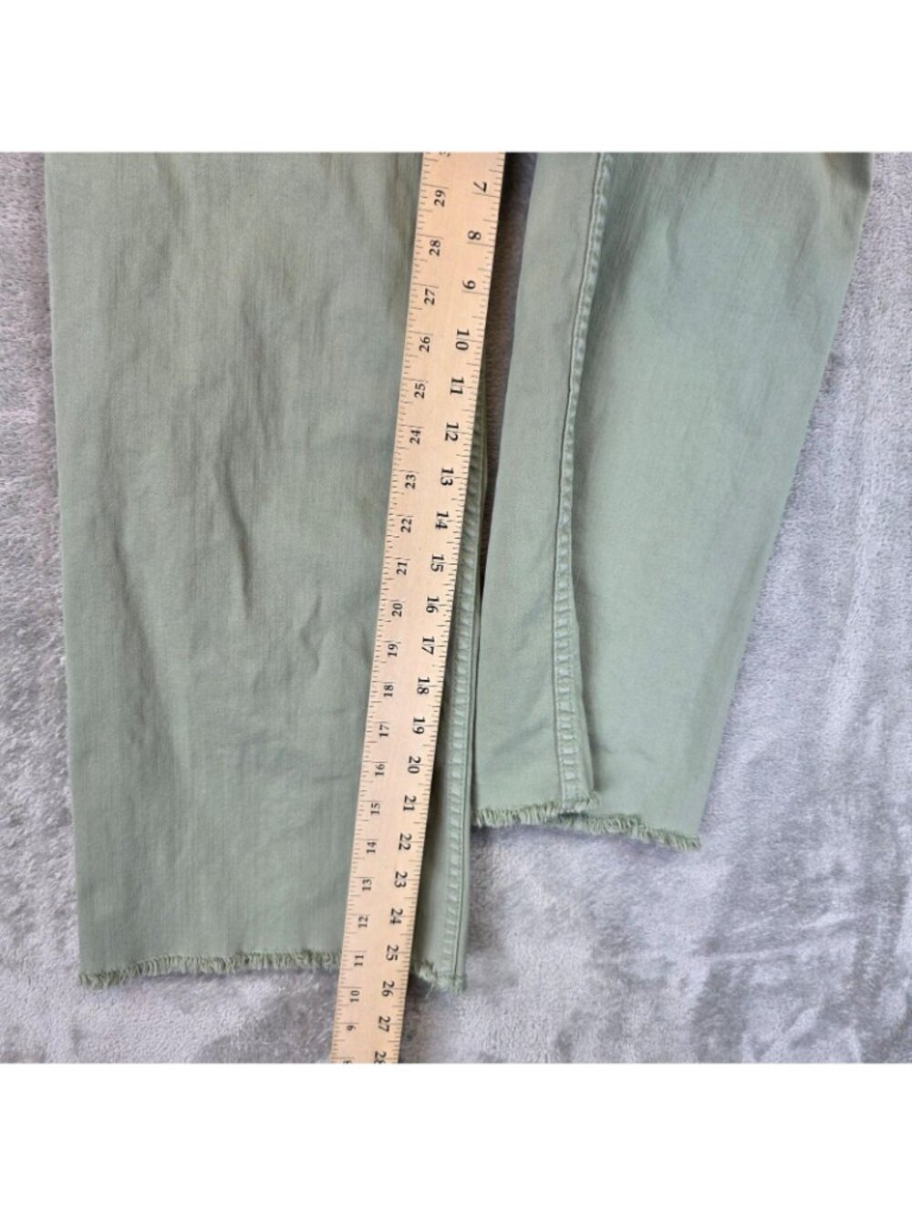 Billabong Chino Pants Womens 26 Green Denim Wide Leg Crop Raw Hem Stretch - Picture 9 of 14